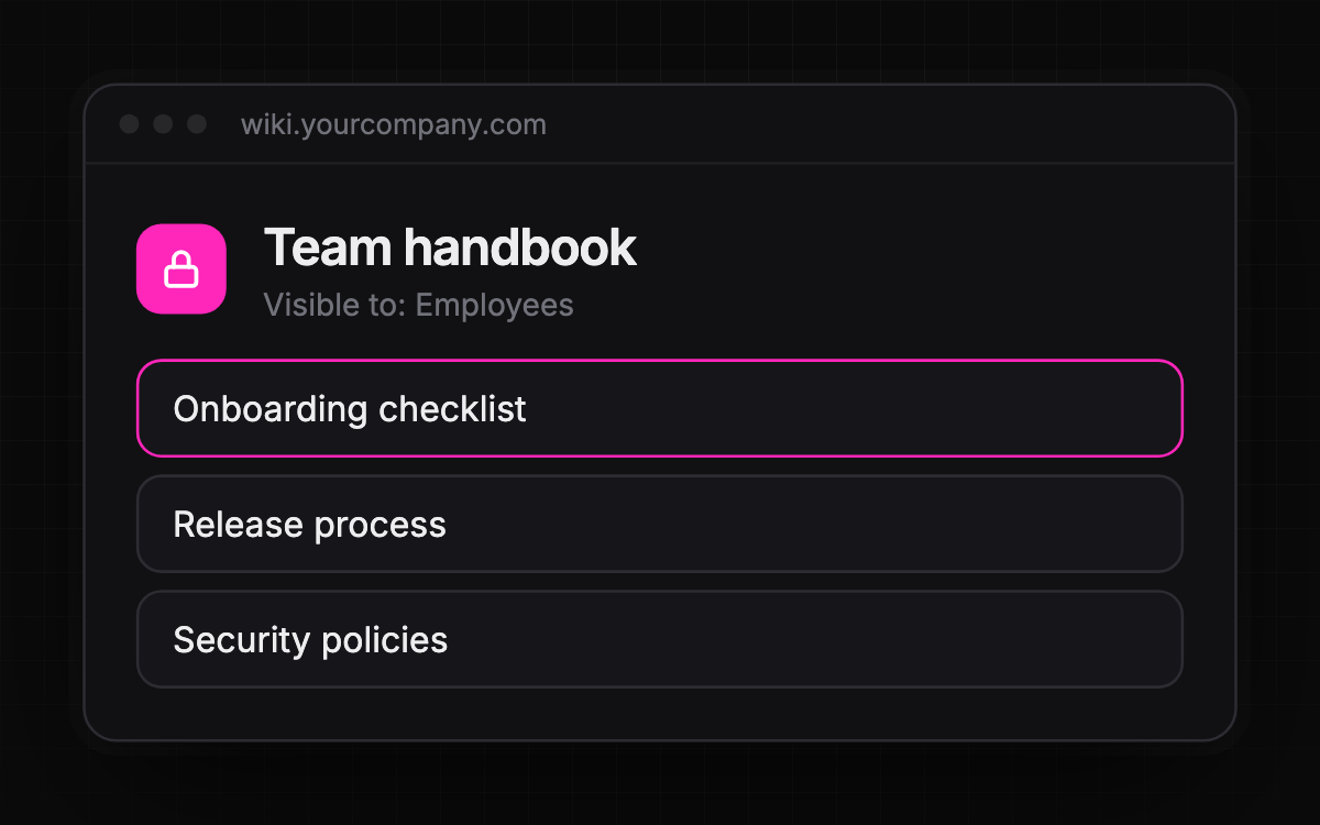 PinkDocs for Internal teams & wikis
