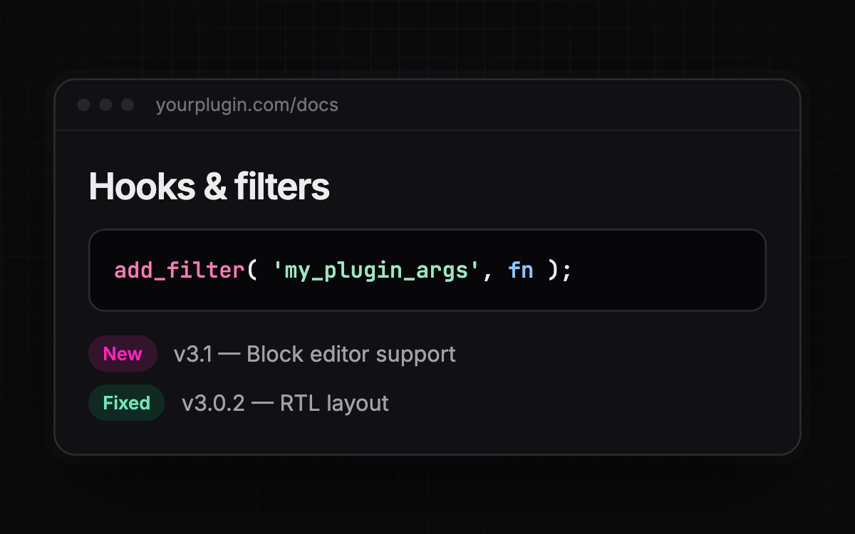 PinkDocs for WordPress plugin & theme makers