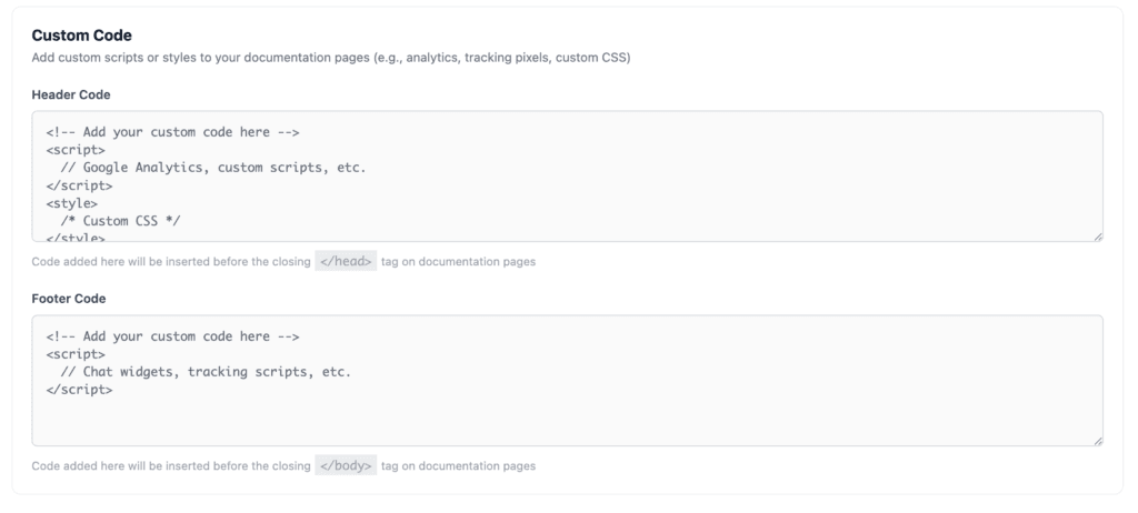 Header & Footer Code Injection